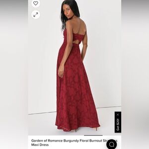 Lulus Garden of Romance Burgundy Floral Burnout Strapless Maxi Dress